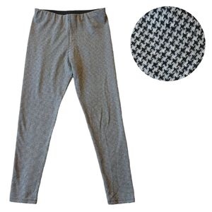 Zara Basic Black & White Mini Houndstooth Elastic Waist Pull On Skinny Pants